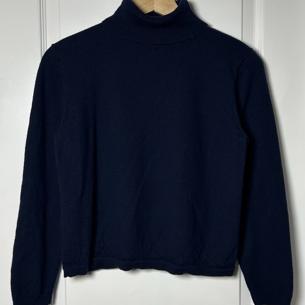 Pendleton Vintage 90's 100% Merino Wool Navy Blue‎ Turtleneck Pullover Sweater